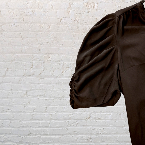 Lark & Ro Women's Georgette Half Sleeve Ruffle Neck Woven Blouse Black Size XL - Picture 4 of 4